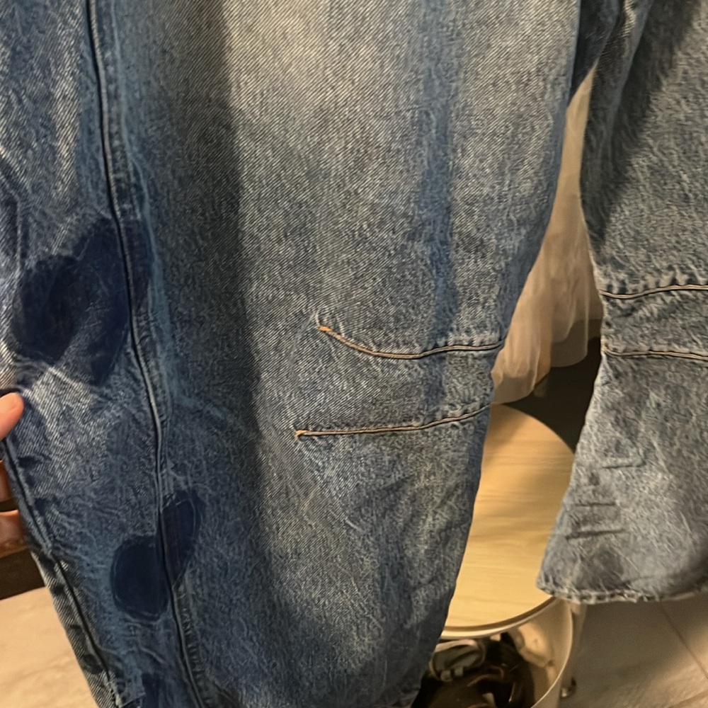 We The Free Light Blue Wide Leg Jeans with Dark Blue Patch - Picture 9 of 12